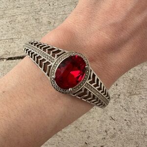 Vintage Silver Tone Designer J Francis Swarovski Crystal Cuff